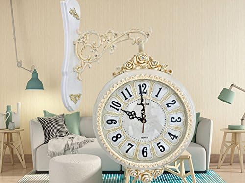 ZEKRBY Personality Minimalist Retro Double-sided Wall Clock Wrought Iron Roman Digital Clock England Industrial Living Room Bedroom Hollow Mute ,B-20Inches