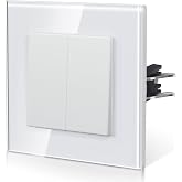 BSEED Light Switch With Crystal, Wall Light Switch with Hook,Switch Switch,Push Button,Easy Installation,E-Series,2 Gang 2 Wa