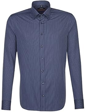 SEIDENSTICKER Herren Hemd Slim Langarm Bügelfrei Streifen Businesshemd Kombimanschette weitenverstellbar