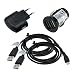 Produktbild GIGAFOX® 4-teiliges Ladeset: Dual KFZ Adapter + Netzstecker + 2 x Micro USB Kabel - für Nokia Lumia 525 530 535 630 640 XL 710 730 735 800