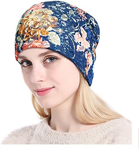 Floral Lace Beanie Caps Chemo Headwear Slouchy Stretch Turban Hats