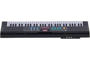 01 02 015 61 Keys Keyboard Piano, Digital Electronic Musical Keyboard with Built in Speaker Microphone Usb Charging Portable Electric Piano with 6 Demo Songs, 16 Tones, 6 Rhythms for Beginners Kids