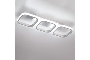 Comely Plafón LED 32W, Diseño Simple 3 Cuadrados Blanco Lámparas de Techo Modernas para Salón, Cocina, Dormitorio, Pasillo, Estudio