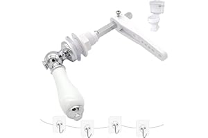Chonphan Ceramic Toilet Flush Handle Replacement-1/2” Thread, Toilet Cistern Lever Flush Handle Traditional Victorian for Toilet WC Cistern Tank with 4 Pieces Hooks-Chrome Plated
