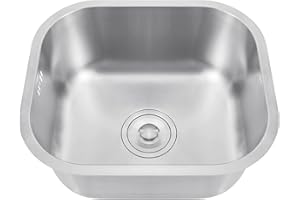 TRY-YEAN Évier de cuisine en acier inoxydable SUS 304, 42 x 36 x 20cm, Évier de cuisine Cuve simple, Encastrable avec Filtre et égout, Montage à Encastrer, Argenté