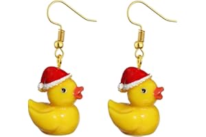 UNVOJL Christmas Yellow Duck Earrings Christmas Ducks Dangle Earrings Xmas Cute Aesthetic Cartoon Ducky Earrings Animal Resin Jewelry Gift for Women Girls