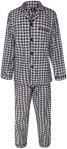 Alberto Rossini Mens Winter Winceyette Flannel Pyjamas Brushed Cotton Nighwear Sizes M to XXl (Large, Cream and Blue Small Checks)