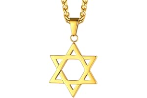 FaithHeart Star of David Hexagram Pendant Jewish Necklace for Men Women Sterling Silver/Stainless Steel Magen David Jewellery with sturdy Chain