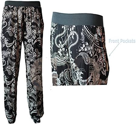 WOMENS POCKET FLORAL PAISLEY FLOWER PRINT HAREM TROUSER ALI BABA PANTS