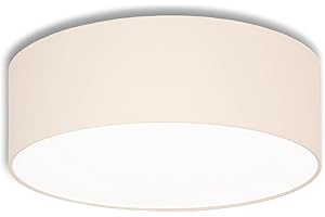 youngDECO® Plafonnier Rond – Luminaire Plafonnier Avec Beige En Tissu De Coton Abat-jour Ø28cm - Éclairage du plafond Pour Une Agréable Atmosphère Dans Le Salon, La Chambre d'enfant Ou La Cuisine