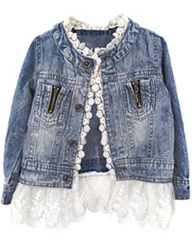 ESHOO Mädchen Kinder Denim Jean Mantel Jacke Outwear Tops Lace Bottom Cowboy Kleidung 2-7 Jahre