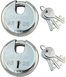 RAMSON Steel No. 88 Round with 9 Levers Lock (Silver, 80 mm) - Pack of 2