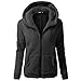 Produktbild Elecenty Damen Lange Übergröße Wintermantel Mit Kapuze Sweatshirt Mantel Outwear Winterjacke Sweatjacke Parkajacke Jacke Steppjacke Outdoorjacke Parka Übergangsjacke Trenchcoat (XXXXL, Schwarz)
