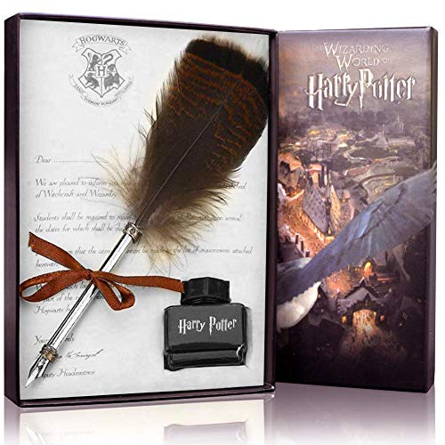 Retro Europea Peacock Feather Pen lápiz Heartshape stehen schreibstift Kit con metal primavera de Navidad Regalo de cumpleaños Set, color Harry Potter Quill Pen