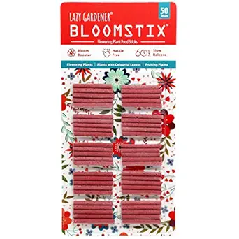 Lazy Gardener Plant Fertilizer Sticks | BloomStix for All Flowering Plants | Bloom-Booster & Slow-Release (50 Sticks)