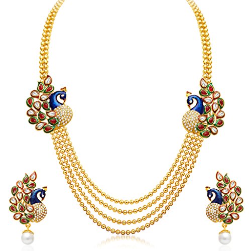 Sukkhi Gold Plated Multi Strand Necklace With Drop Earring For...