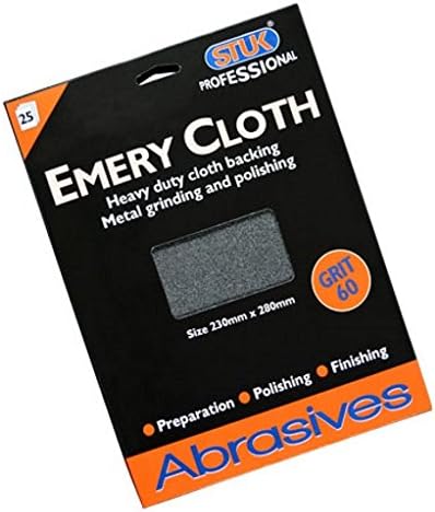 STUK Professional ZAEC60L 230 mm x 280 mm 60 Grit Emery Cloth Coarse Abrasive Paper Sheets - Black (Pack of 25)