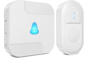 SURFOU Wodoodporny bezprzewodowy dzwonek dzwonek do drzwi z akumulatorem 300 m nadajnik zewnętrzny i odbiornik wewnętrzny 55 dzwonków, w tym Boże Narodzenie 5 tomów do wyboru, biały