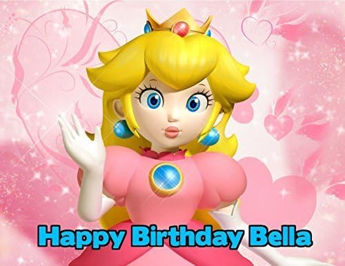Super Mario Princess Peach Princess Toadstool Edible Image Photo Cake Topper Sheet Personalized Custom Customized Birthday Party - 1/4 Sheet - 79629 by Sweet Custom Cakes