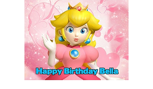 Super Mario Princesse Peach Princess Champignon Comestible Image Photo Feuille Decoration Pour Gateau Personnalisee Fete D Anniversaire Personnalisee 1 4 Feuille Par Sweet Sur Vos Gateaux Amazon Fr Cuisine Et Maison