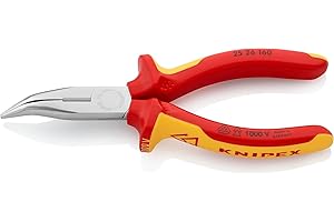 KNIPEX Flachrundzange mit Schneide (Radiozange) verchromt isoliert mit Mehrkomponenten-Hüllen, VDE-geprüft 160 mm, 25 26 160