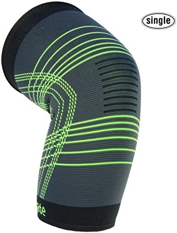 Actervate compression knee sleeve brace | men &amp; women | Linear | support protection for sport, running, basketball hiking &amp; crossfit wraps for yoga. Orthopedic arthritis knee relief (Green, Medium)