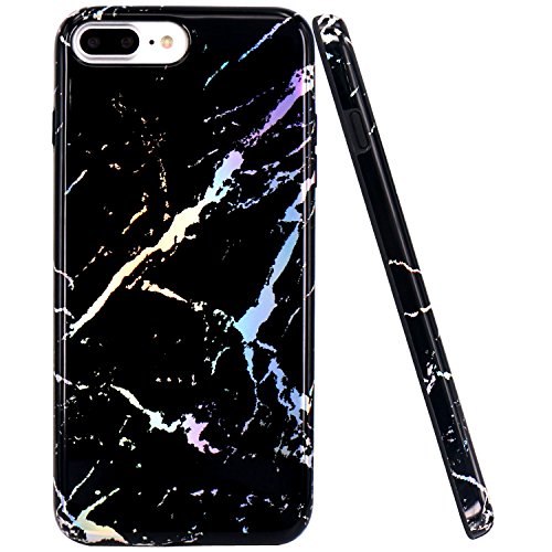 JIAXIUFEN iPhone 7 Plus Funda  Funda de Silicona Suave Case Cover Protecci  n C  scara Soft Gel TPU Carcasa Funda para Apple iPhone 7 Plus iPhone 8 Plus - Shiny Change Color Black M  rmol Dise  o