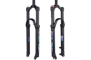 BOLANY 26/27.5/29 Mountain Bike Air Suspension Fork Shock Absorber Rebound Adjustment 1 1/8 Straight Tube QR 9mm Travel 100mm Manual/Remote Locking Fit Mountain/Road Bike