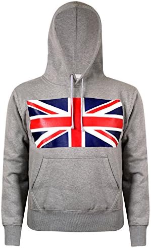 Mens Designer's Union Jack Hoodies - New Arrival - Grey (X-Large, Grey)
