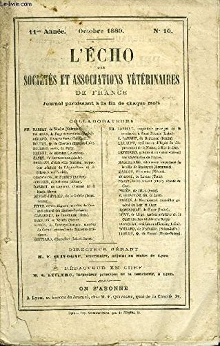 Download L'ECHO DES SOCIETES ET ASSOCIATIONS VETERINAIRES - Octobre 1889