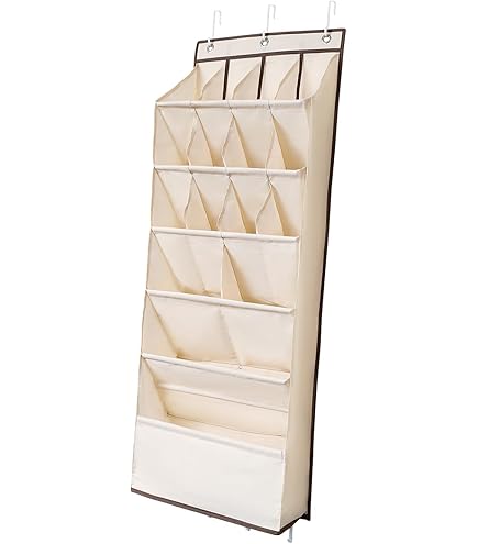 Scarpiera Pensile 24 Tasche Per Porte - Organizzatore Pieghevole Impermeabile Con 3 Ganci, 48x163cm Nero - Foto 7