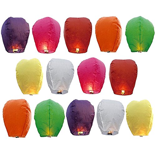 goodlucky365 14 unidades de colores papel Chino farolillos del Cielo lámpara de la felicitación para la Fiesta de Boda, surtidos