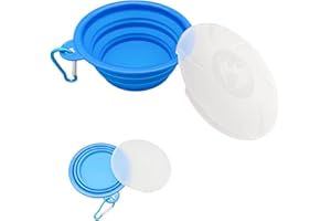 : GaoBangM Collapsible Travel Silicone Dog Cat Bowl Portable Pet Food Water Bowl, Feeding trough Portable Drinking Water Drinker with Hook, Easy to Carry, Save Space, Blue (350ml)