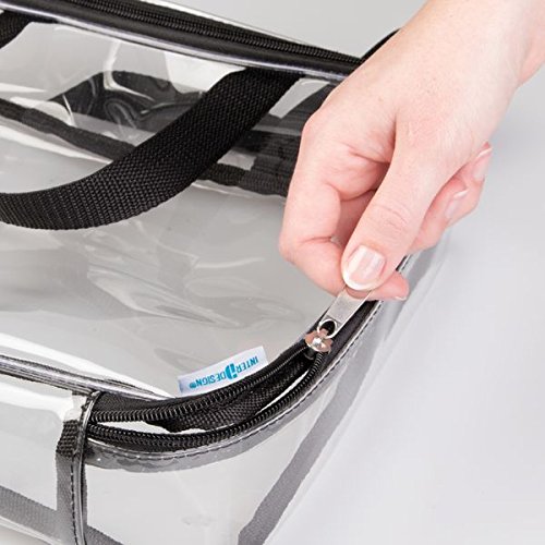 mDesign Reisetasche für Accessoires – Tasche für Strand, Pflegeprodukte oder Kosmetik – Tragetasche transparent / schwarz - 3