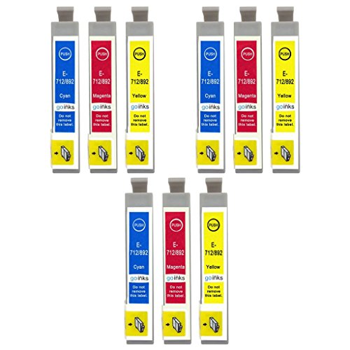 Go Inks E-715CMY cartucce d'inchiostro per stampante Tri-color (Ciano, Magenta, Giallo) sostituisce la serie Epson T0715 C/M/Y (confezione da 9)