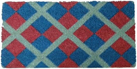 Koko Doormats 135589 – Doormat with Design Rhombus Blue, 60 x 33 cm, Colour Natural Coir