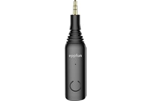 eppfun AK8675R Receptor Audio Bluetooth 5.2 Inalámbrico, aptX-Adaptive Adaptador Audio Bluetooth AUX con Llamadas Manos Libres, para Auriculares/Altavoces/automóvil/Sistema estéreo doméstico (Negro)