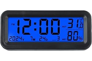 SISINKAL Solar Mini Digitaluhr mit Temperaturanzeige und Datumsfunktion für Auto Armaturenbrett Auto Innenraum Zubehör Luftfeuchtigkeit Monitor