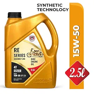 CANDICE Re Series Assembly Line 4T 15W50 API SM Synthetic Technology Engine Oil with Ester for Royal Enfield Bullets (2.5 L)