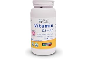 RIGHT HEALTH VITAMINA D3 y K2: Vitamina D 2000 UI (50 μg) y K MK7 (200 μg) 500 comprimidos (1 año 4 meses - 1 al día) Alta Dosis y Absorción. Mejora la salud de los huesos, músculos, dientes y sistema inmunitario