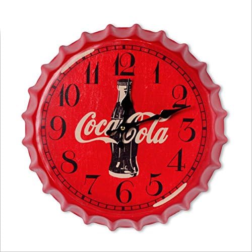 12"Retro Red Cola Design Black Arabic Numerals American Style Decoration Silent Non-ticking Wall Clock