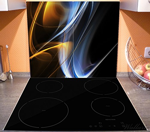 Wallario Herdabdeckplatte / Spritzschutz aus Glas, 2-teilig, 60x52cm, für Ceran- und Induktionsherde, Abstraktes Design - 3
