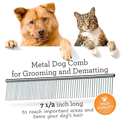 SHENNOSI-Pet-Grooming-massage-Comb-for-Dogs-Stainless-Steel-Set-of-2-Different-size