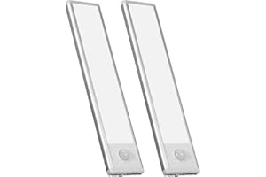 Milpoel Under Cabinet Kitchen Lights, Motion Sensor Cupboard Lights, USB Rechargeable Night Light with Magnetic Strip for Wardrobe, Closet, Stairs (White Light, 20cm-2 Pack)
