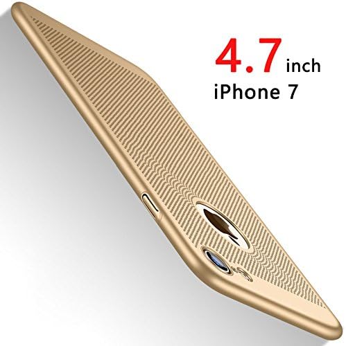 iPhone 7 Case Ultra Thin-Hard PC HZRICH With [Tempered Glass Screen Protector]Anti-Scratch LightweightSimpl Fully Protective for iPhone 7 Slim Cover-4.7inch-Gold