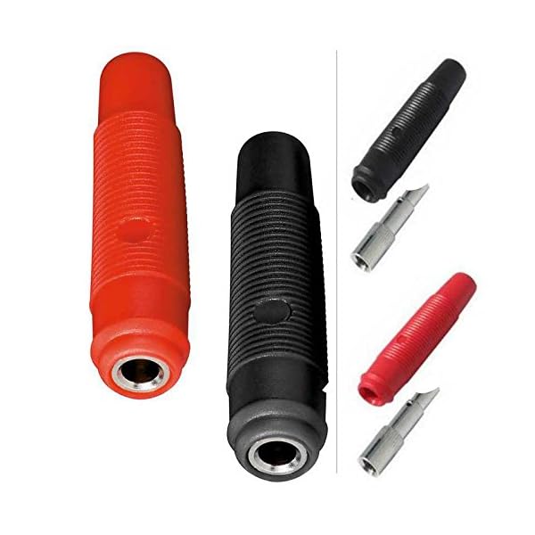 10x erenLine® Bananenkupplung, Labor-Bananenkupplung lang; Set mit 5X rot und 5X schwarz; Ausführung: Lötversion