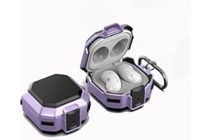 GOKEN Cover Custodia per Samsung Galaxy Buds Live / Buds2 / Buds Pro / Buds2 Pro, in Morbido Silicone TPU e PC Rigido con Moschettone per il Trasporto - Antiurto e Design di Blocco Sicuro, Nero Viola