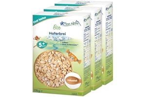 FLEUR ALPINE Bio Babybrei Hafer 3er Pack - Abendbrei Baby Haferflocken | Nahrhaftes Porridge | Einfache Zubereitung | Getreidebrei 5+ Monate ohne Zuckerzusatz | 3x7 Portionen