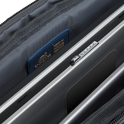 RIVACASE Notebooktasche bis 15.6″ – Stilvolle Tasche aus wasserabweisenden Material und gepolsterten Seiten – Grau - 6