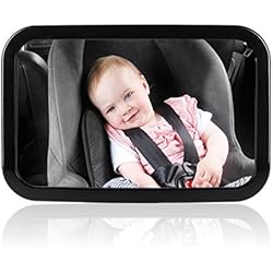Amzdeal Rétroviseur de Surveillance Pour Bébé Miroir de Voiture Pour Bébé Rétroviseur Sécurité Pour Siège Arrière Rotation 360°& Fonction d'Inclinaison - Noir